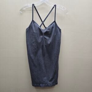 Athleta Seamless Cami Tank Top Built-In Bra NO PADDING Cross-Back Gray SZ Large